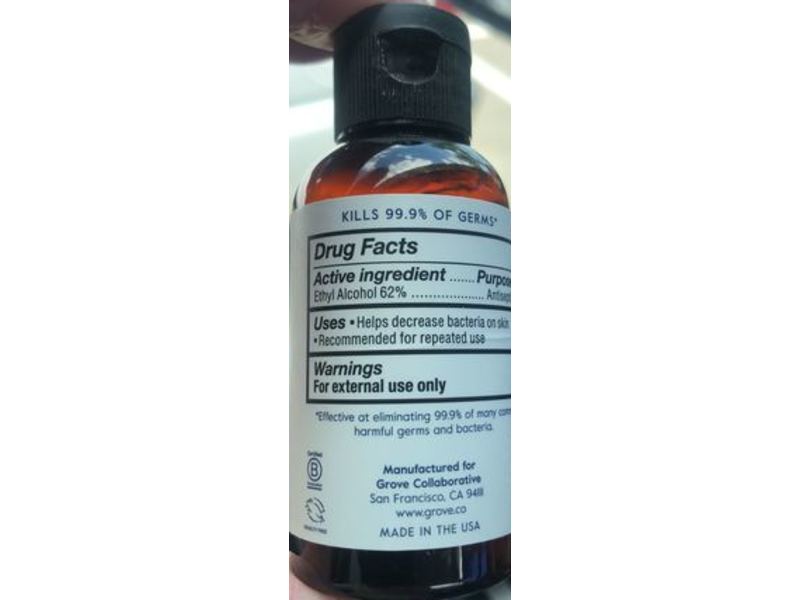 Grove Collaborative Hand Sanitizer Gel, Blood Orange Scent, 2 fl oz/59.1 mL