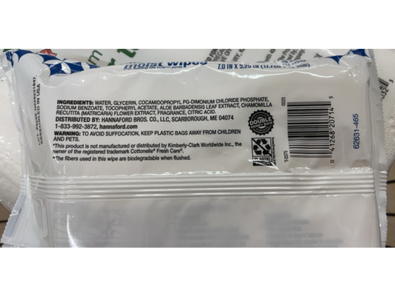 Hannaford Flushable Moist Wipes, Fresh Scent, 42 Counts