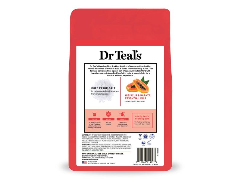Dr Teal's Pure Epsom Salt Soaking Solution, Hawaiian Bliss, 1.36 kg