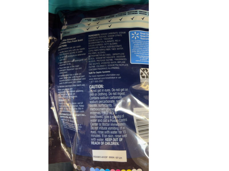 Great Value Advanced Dishwasher Pacs, Fresh Scent, 36 Pacs, 16.3 oz/464 g