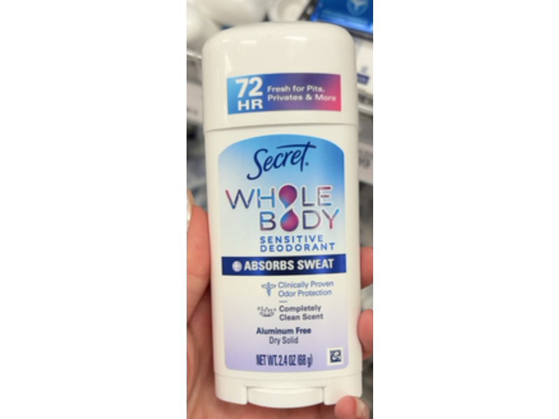 Secret Whole Body Deodorant Stick + Absorbs Sweat, 2.4 oz/68 g