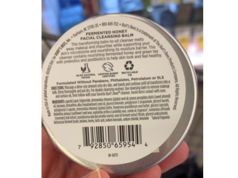 Burt's Bees Fermented Honey Facial Cleansing Balm, 3 oz/85 g