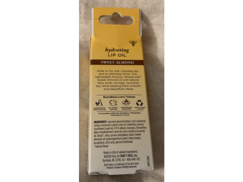 Burt's Bees Hydrating Lip Oil, Sweet Almond, 0.27 fl oz/7.98 mL