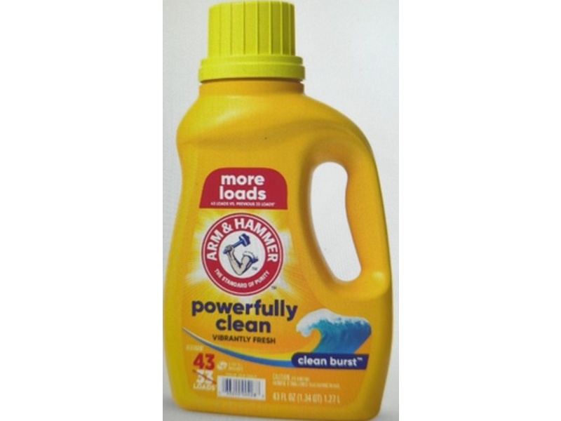 Arm & Hammer Powerfully Clean Liquid Laundry Detergent, Clean Burst, 43 loads, 43 fl oz/1.27 L