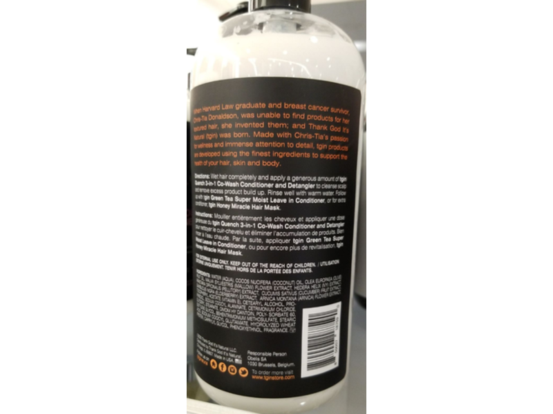 Tgin Quench 3-In-1 Co-Wash Conditioner And Detangler, 32 fl oz/946 mL