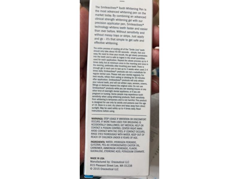 Smileactives Whitening Pen, Vanilla Mint, 0.11 fl oz/3.3 mL, Pack Of 2