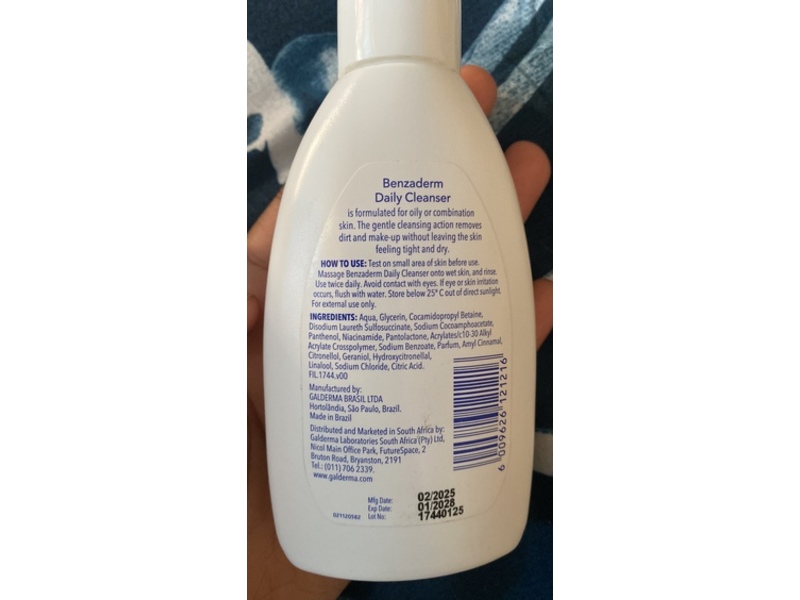 Benzaderm Daily Cleanser, 120 mL