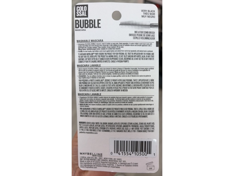 Maybelline New York Colossal Bubble Mascara, 801 Very Black, 0.33 fl oz/10 mL