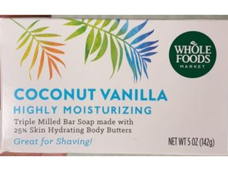 Whole Foods Market Coconut Vanilla Highly Moisturizing Triple Milled Bar Soap, 5 oz/ 142 g