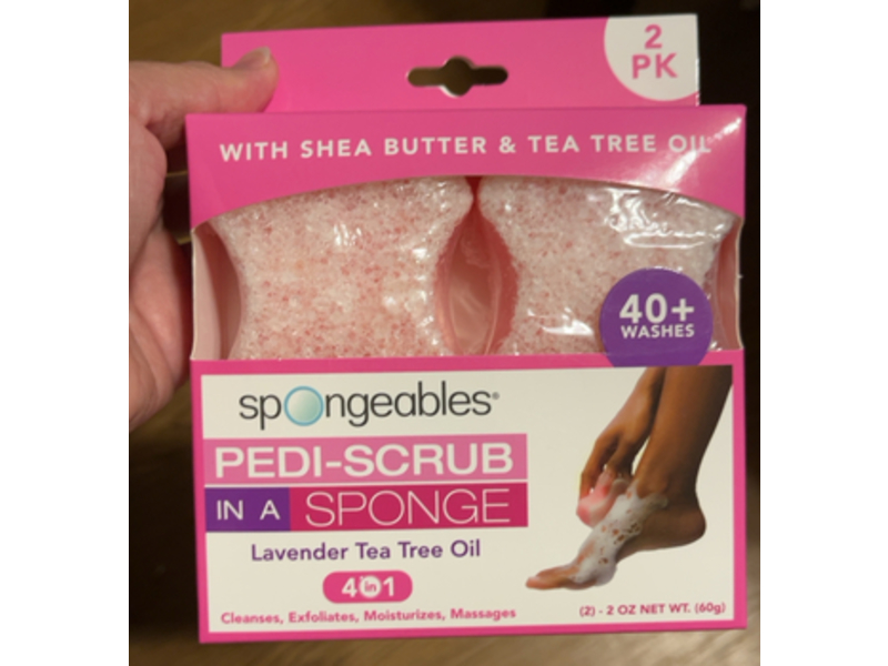 Spongables In A Sponge Pedi Scrub, Lavender Tea Tree Oil, 2 oz/60 g, Pack Of 2