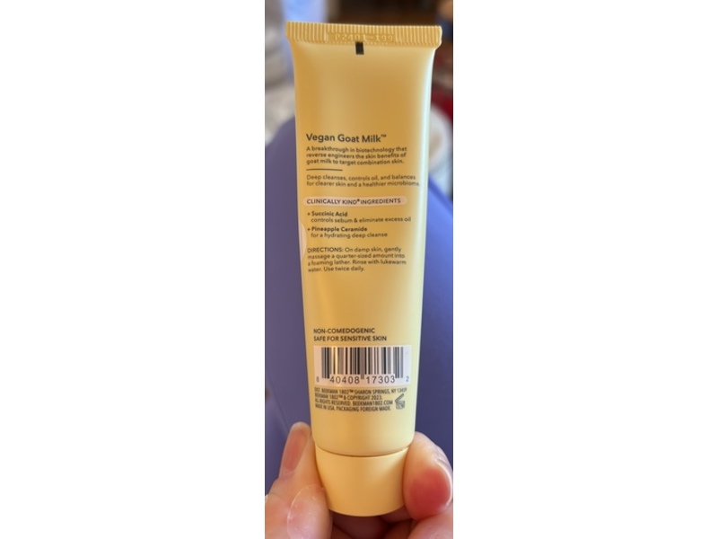 Beekman 1802 Oil Eliminating Foaming Gel Cleanser, Succinic Acid + Pineapple Ceramide, 1 fl oz/30 mL