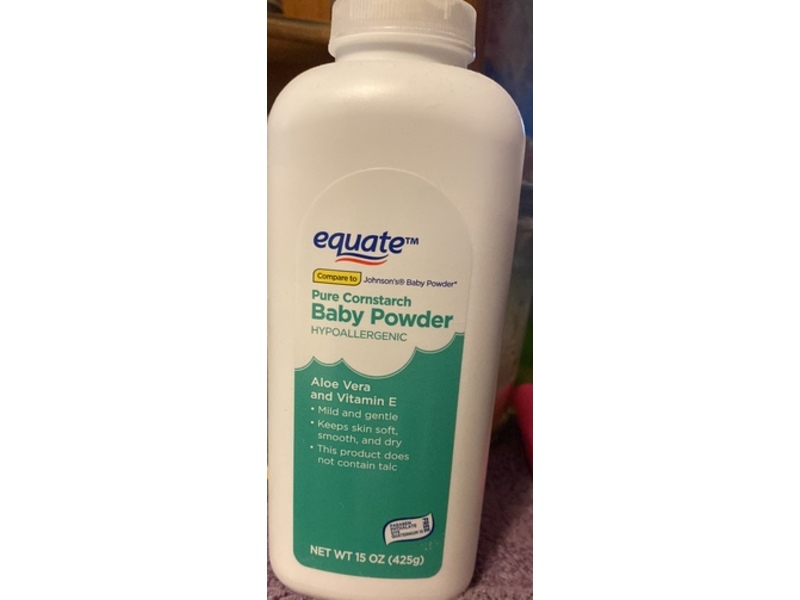 Equate Pure Cornstarch Baby Powder, Aloe Vera & Vitamin E, 15 oz/425 g, Pack Of 2