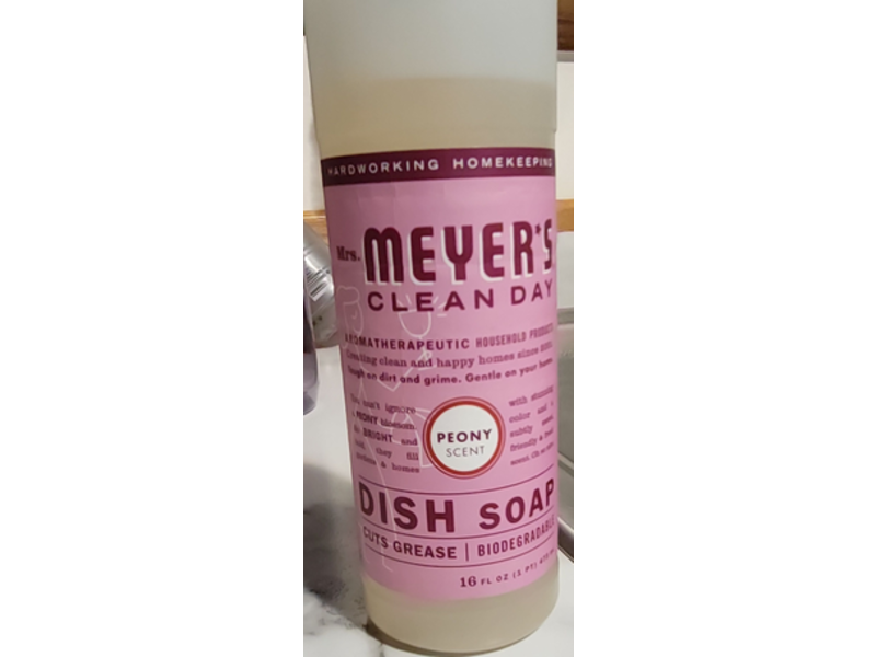 Mrs. Meyer's Clean Day Dish Soap, Peony Scent, 16 fl oz/473 mL