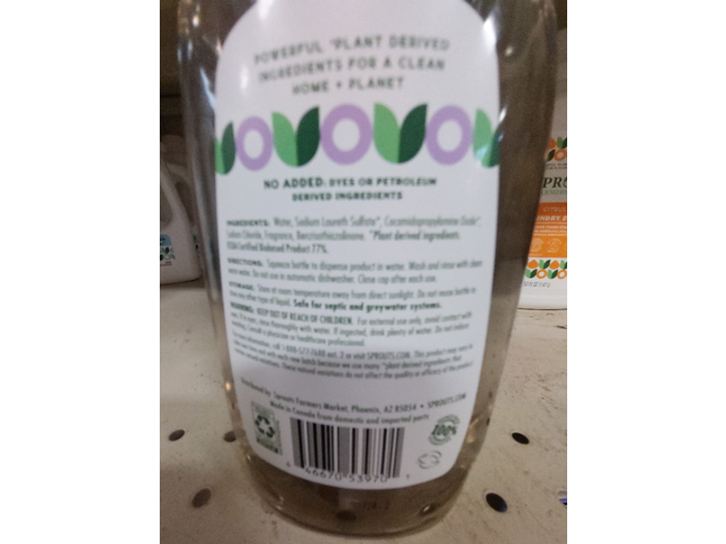 Sprouts Farmers Market Dish Soap, Lavender Scent, 25 fl oz/739 mL