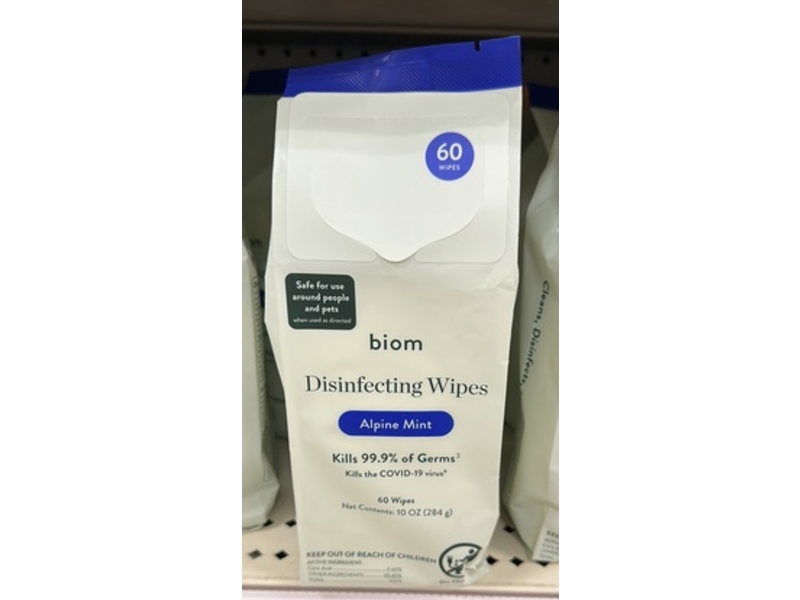 Biom Disinfecting Wipes, Alpine Mint, 10 oz/284 g, 60 Count