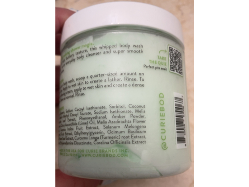 Curie Whipped Body Wash & Shave Cream, White Tea, 8 fl oz/236 g