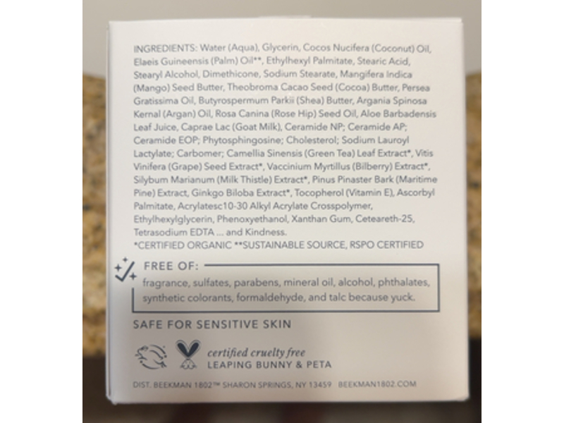 Beekman 1802 Goat Milk Body Cream, Ceramide 3 & Goat Milk, 8 fl oz/236 mL