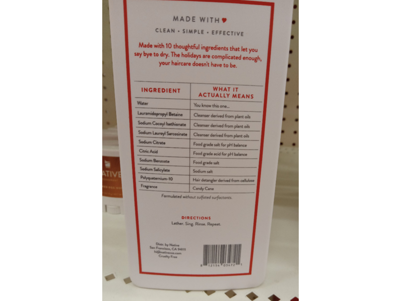 Native Moisturizing Shampoo, Candy Cane, 16.5 fl oz/487 mL