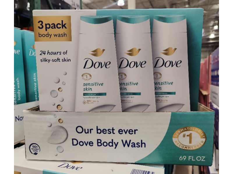 Dove Sensitive Skin Body Wash, 23 fl oz/680 mL, 3 Pack