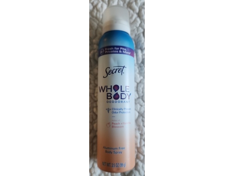 Secret Whole Body Deodorant, Peach+Vanilla Blossom, 3.5 oz/99 g