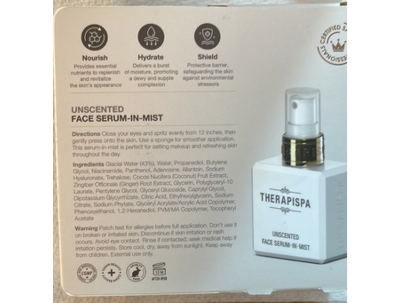 THERAPISPA Face Serum-In-Mist, Unscented, 2 fl oz/60 mL