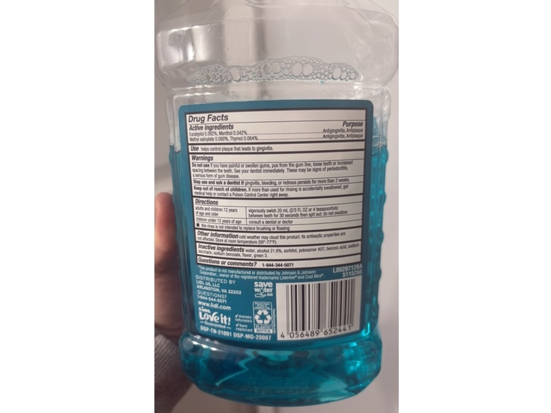 Lidl Dentalux Antiseptic Mouthwash, Blue Mint, 50.7 fl oz/1.5 L