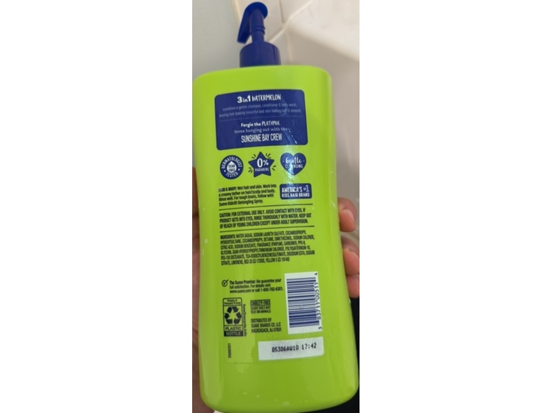 Suave Kids 3-In-1 Shampoo, Conditioner & Body Wash, Watermelon Wonder, 40 fl oz/1.18 L