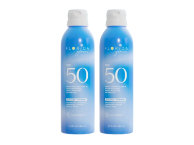 Florida Glow Peptides + Vitamin C Sunscreen Spray, SPF 50, 5.5 fl oz/162 mL, Pack Of 2
