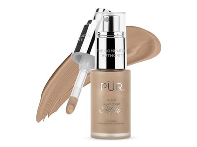 Pur Minerals 4-In-1 Love Your Selfie Foundation & Concealer, Sand TN4, 1 fl oz/30 mL