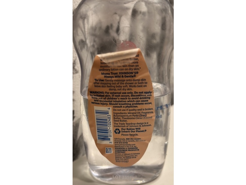 Johnson's Baby Oil, Shea & Cocoa Butter, 14 fl oz/414 mL