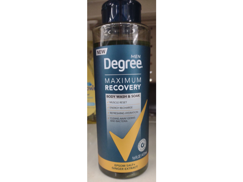 Degree Men Maximum Recovery Body Wash & Soak, Epsom Salt + Ginger Extract, 16 fl oz/473 mL