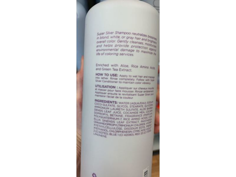 Designline Super Silver Shampoo , Brightens & Revives Blond White & Gray Hair, 33.8 fl oz/1 L