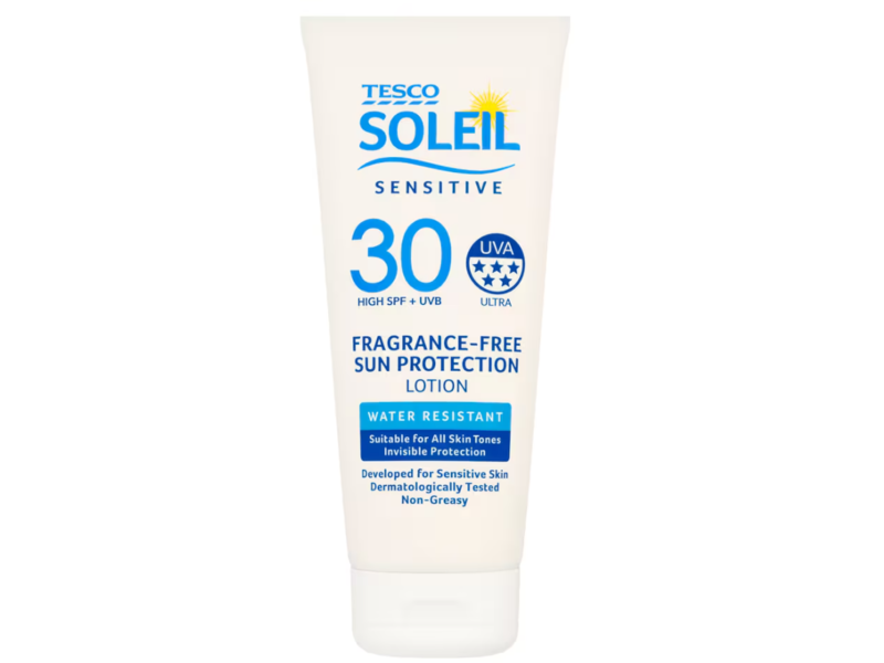 Tesco Soleil Sensitive Sun Protection Lotion, SPF 30, Fragrance-Free, 200 mL