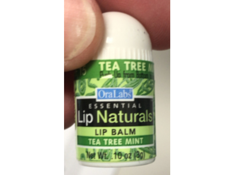 OraLabs Essential Lip Naturals Lip Balm, Tea Tree Mint, 0.10 oz/3 g, Pack of 12