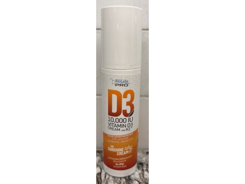 Bio Labs The Sunshine Cream, Vitamin D3, 3 oz/85 g