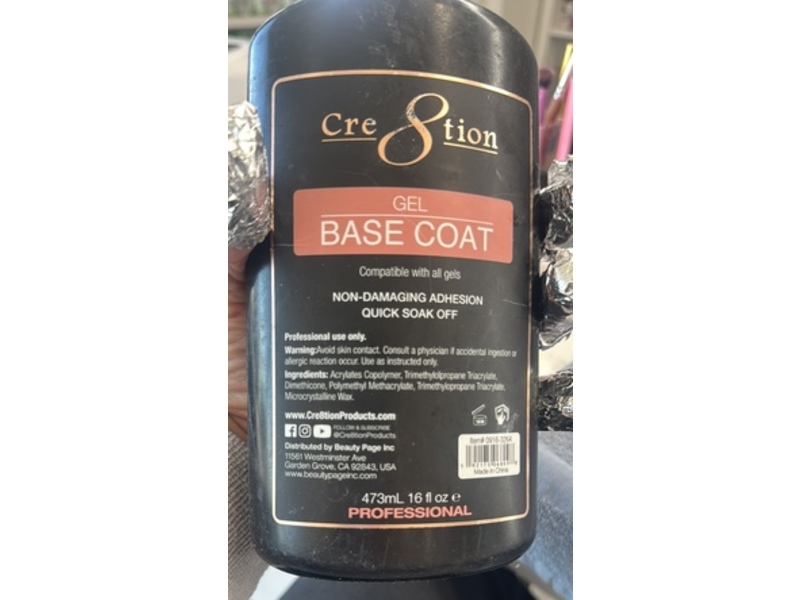 Cre8tion Gel Base Coat, 16 fl oz/473 mL