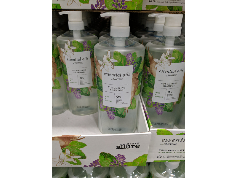 Pantene Essential Oils Volumizing Shampoo, Mint & Ginseng, 38.2 fl oz/1.13 L