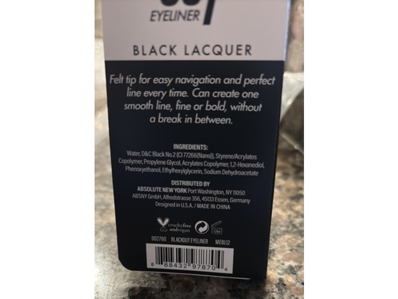 Absolute New York Black Out Eyeliner, Blackest Black, 0.027 fl oz/0.8 mL
