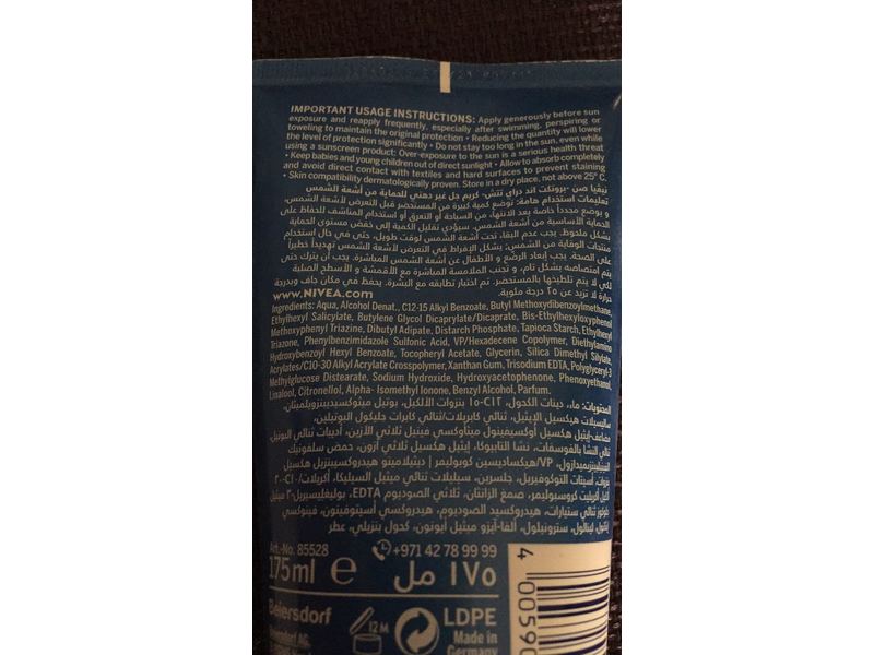 Nivea Sun Protect & Dry Touch Cream Gel, Immediate Absorption, 175 ml