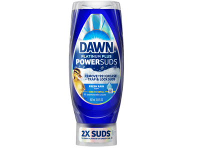 Dawn Platinum Plus Power Suds Dishwashing Liquid, Fresh Rain Scent, 13.6 fl oz/402 mL