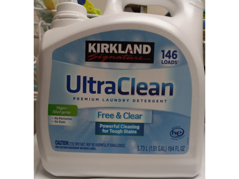 Kirkland Signature Ultraclean Premium Laundry Detergent, Free & Clear, 146 Loads, 194 oz/5.73 L