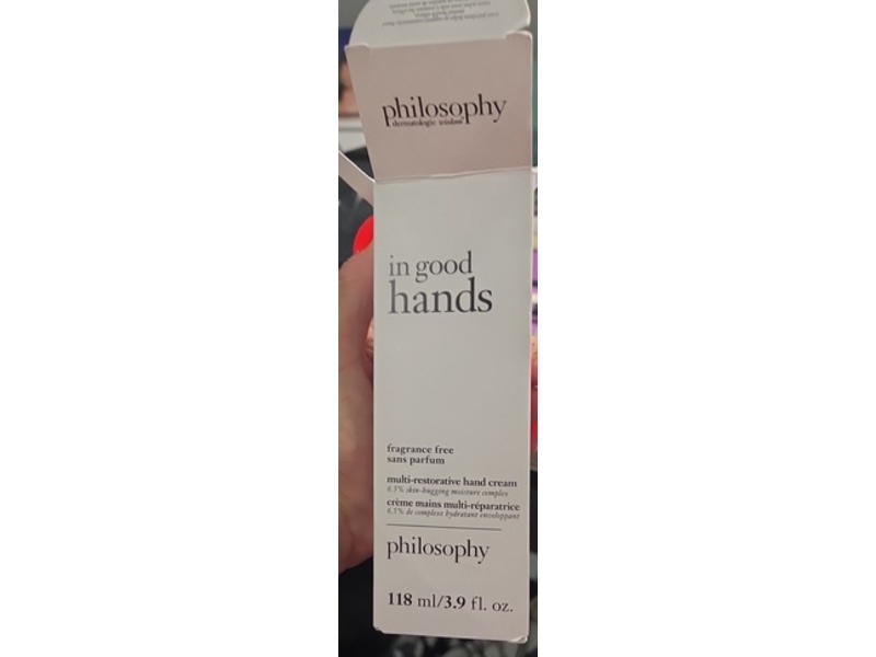 Philosophy In Good Hands Multi-Restorative Hand Cream, Fragrance Free, 3.9 fl oz/118 mL