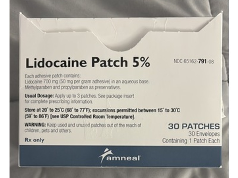 Lidocaine Patch 5%, 30 Count, Amneal (Rx)