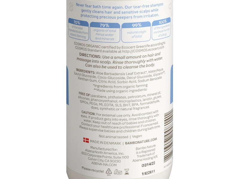 Bambo Nature Tear Clear Baby Shampoo, 16.9 fl oz/500 mL