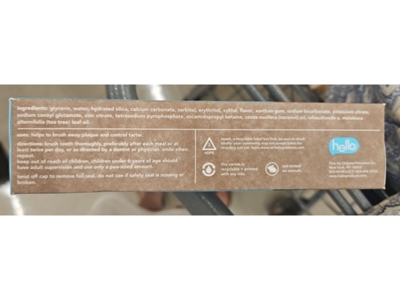 Hello Fluoride Free Toothpaste, Antiplaque + Whitening, Natural Peppermint, 5.0 oz/141 g
