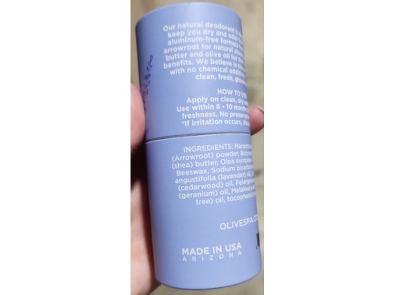 Olivespa All-Natural Deodorant, Lavender + Cedarwood, 2 oz