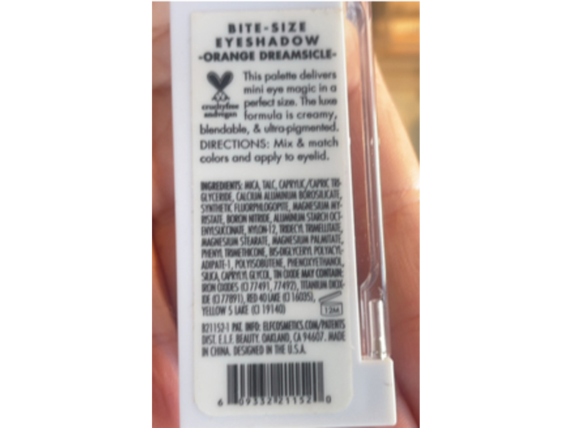 elf Cosmetics Bite Size Eyeshadow Palette, Orange Dreamsicle, 0.12 oz/3.5 g