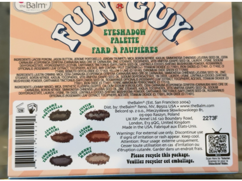 theBalm Fun Guy Eyeshadow Palette, Shroom Hued Shades, 0.25 oz/7.2 g