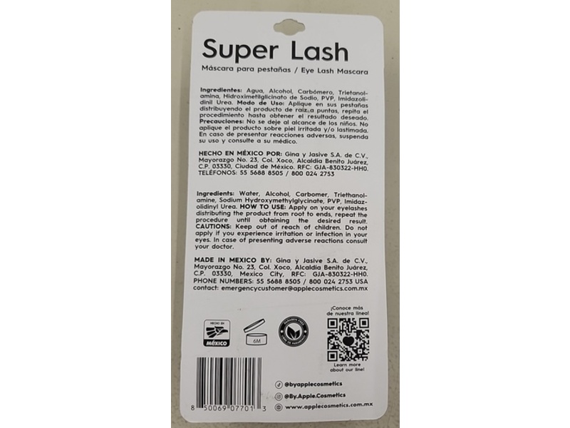 By Apple Super Lash Eye Lash Mascara, Cristal, 0.4 oz/13 g