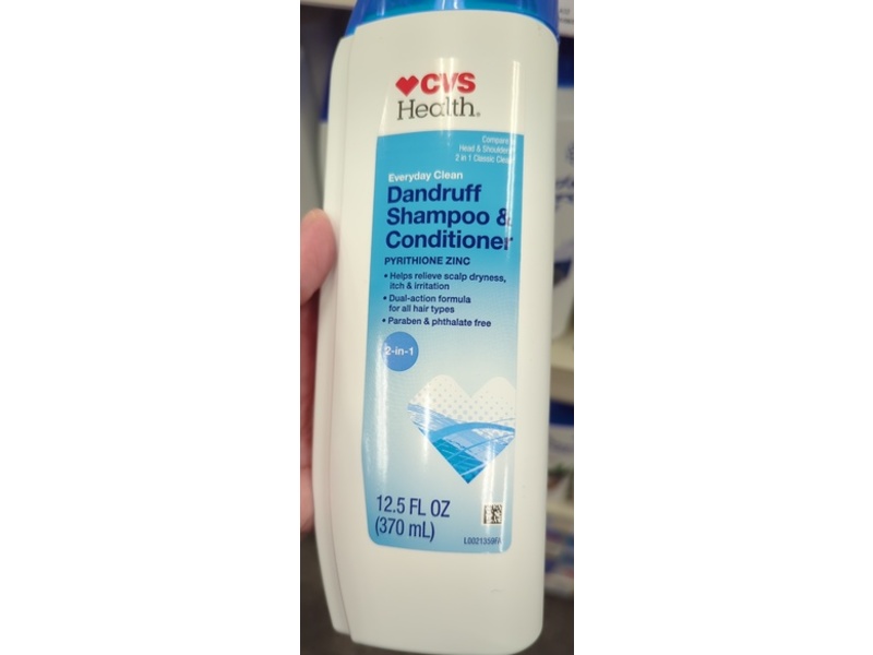 CVS Health 2 In 1 Everyday Clean Dandruff Shampoo & Conditioner, Pyrithione Zinc, 12.5 fl oz/370 mL